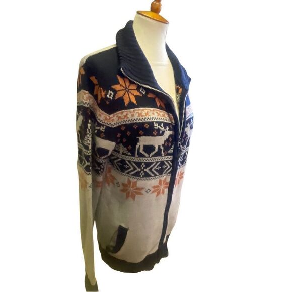 Soul Star Full Zip  Mock Collar Multi-Color Winter Design Cardigan Size X-Large - Picture 15 of 16